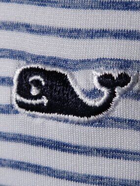 Vineyard Vines OTG Sankaty Blue Striped Stretch Polo (L) OMG 🐳